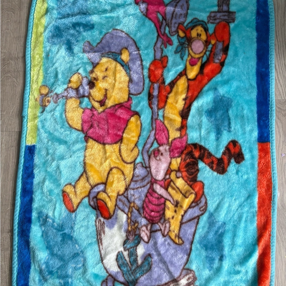 Vintage Winnie the Pooh Toddler Blanket Disney Classic Pooh Cozy Throw